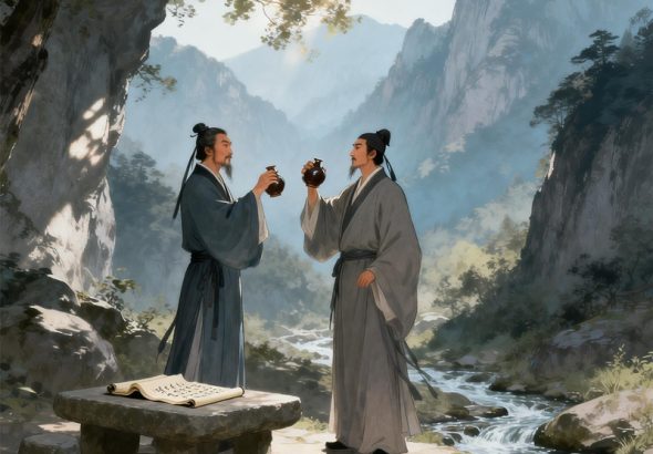 jimeng-2026-04-01-2067-李白应张叔明之邀，移居宁阳梧桐峪（石门山），知己相伴、诗酒相欢：日常唱和中，二人...